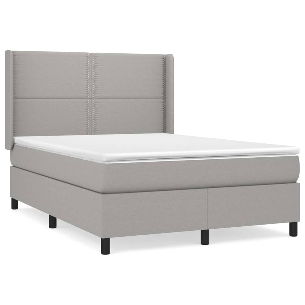 Sommier à lattes de lit avec matelas Gris clair 140x190cm Tissu