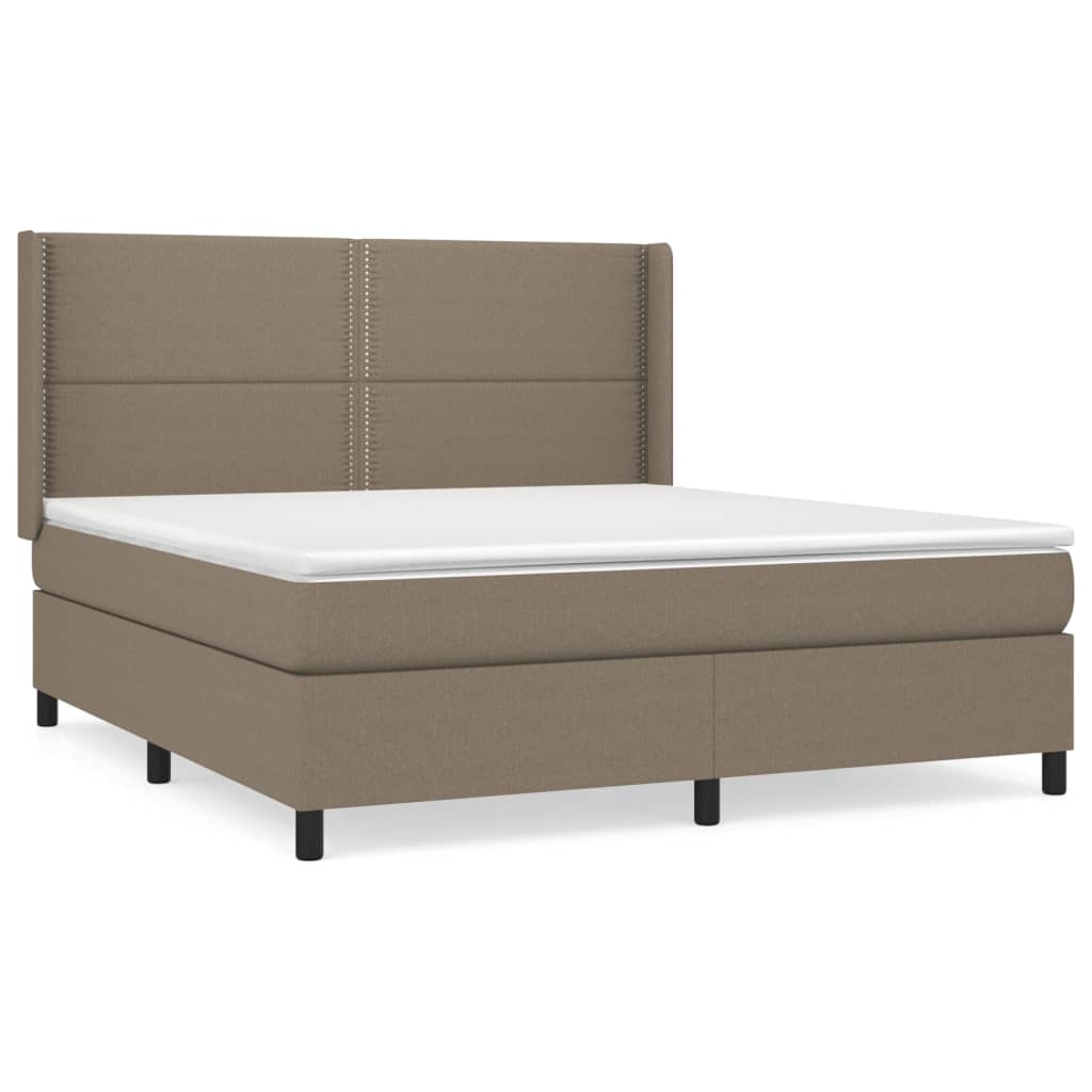 Sommier à lattes de lit avec matelas Taupe 160x200 cm Tissu