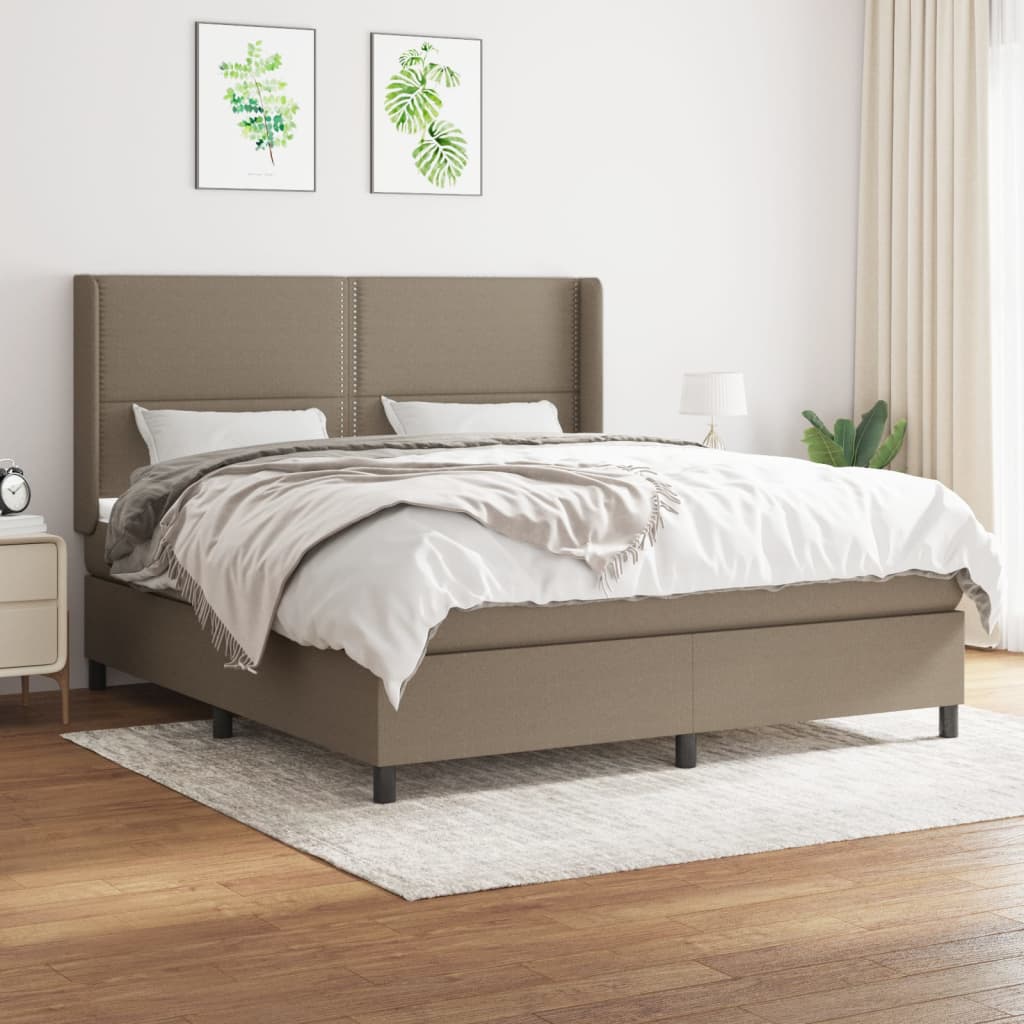 Sommier à lattes de lit avec matelas Taupe 160x200 cm Tissu