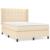 Sommier à lattes de lit avec matelas Crème 140x190 cm Tissu