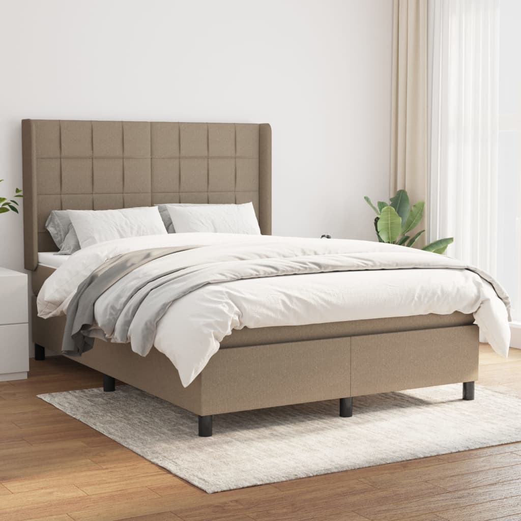 Sommier à lattes de lit avec matelas Taupe 140x200 cm Tissu