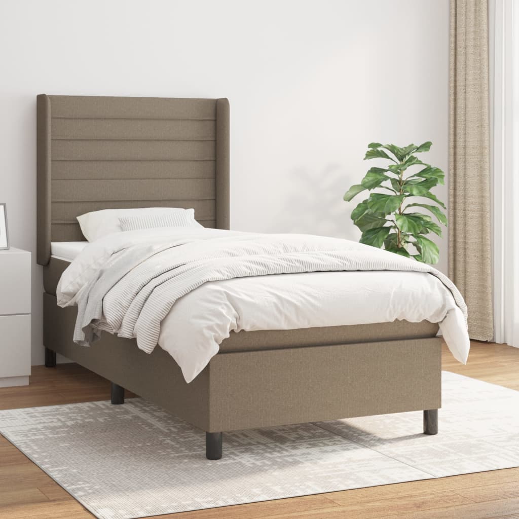 Sommier à lattes de lit avec matelas Taupe 90x190 cm Tissu