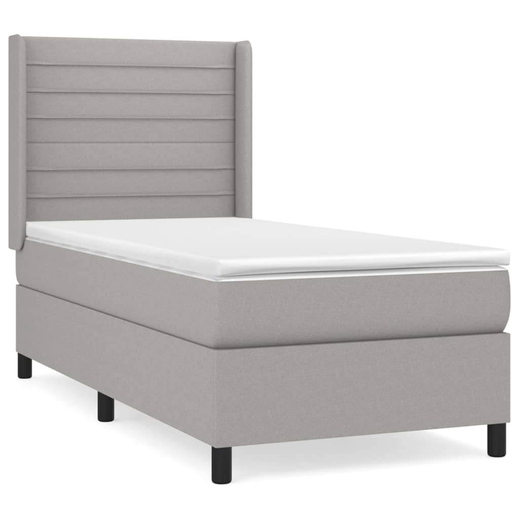 Sommier à lattes de lit avec matelas Gris clair 100x200cm Tissu