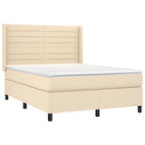 Sommier à lattes de lit avec matelas Crème 140x190 cm Tissu