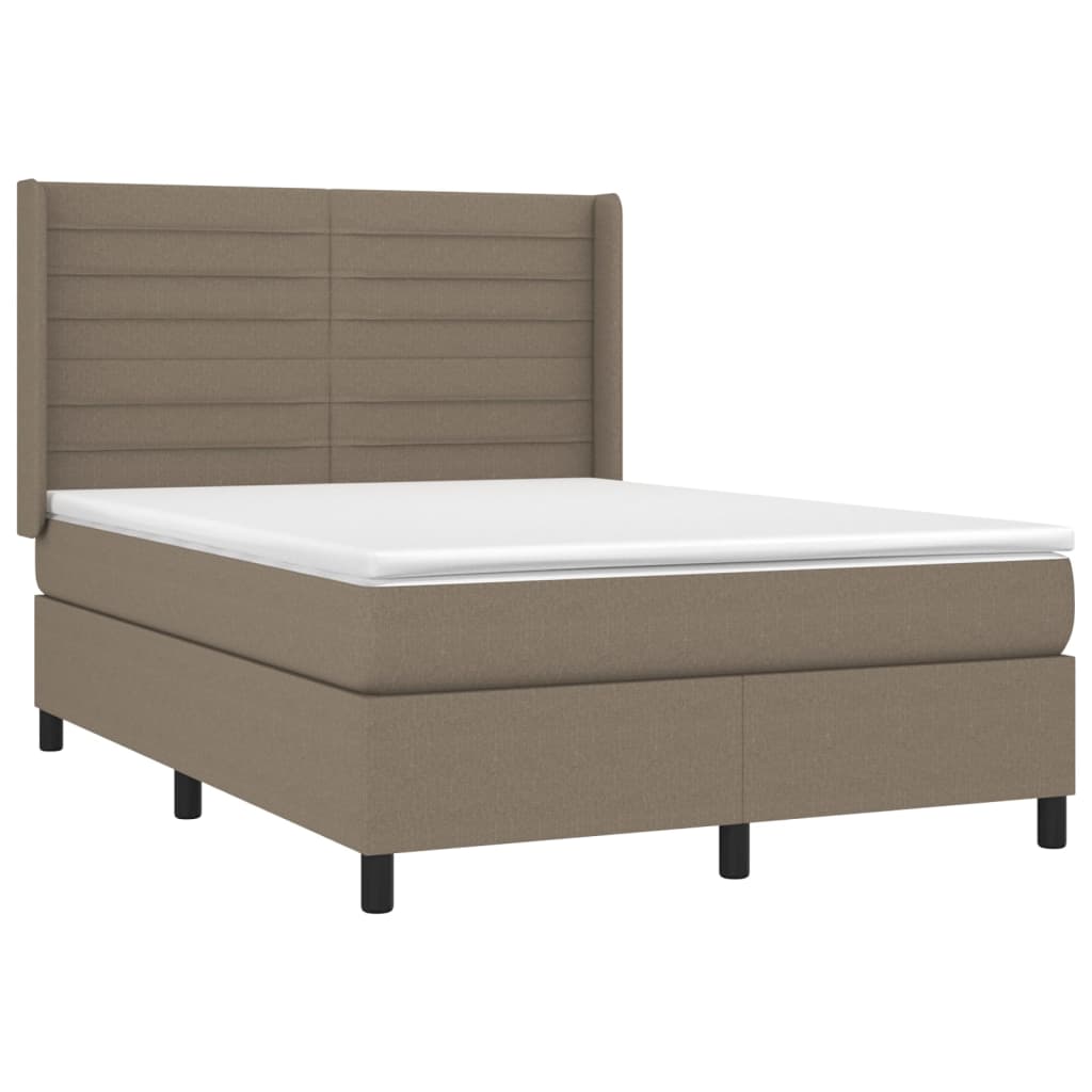 Sommier à lattes de lit avec matelas Taupe 140x200 cm Tissu