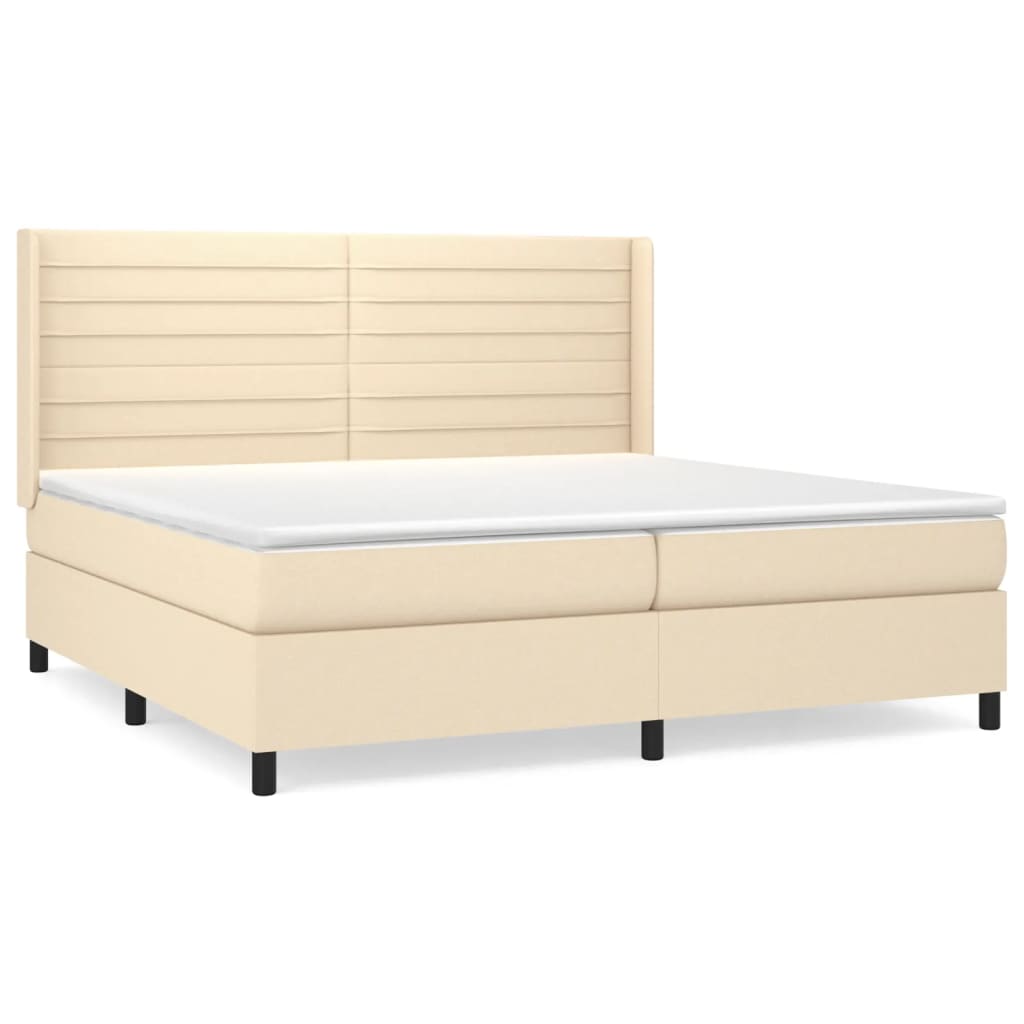 Sommier à lattes de lit avec matelas Crème 200x200 cm Tissu