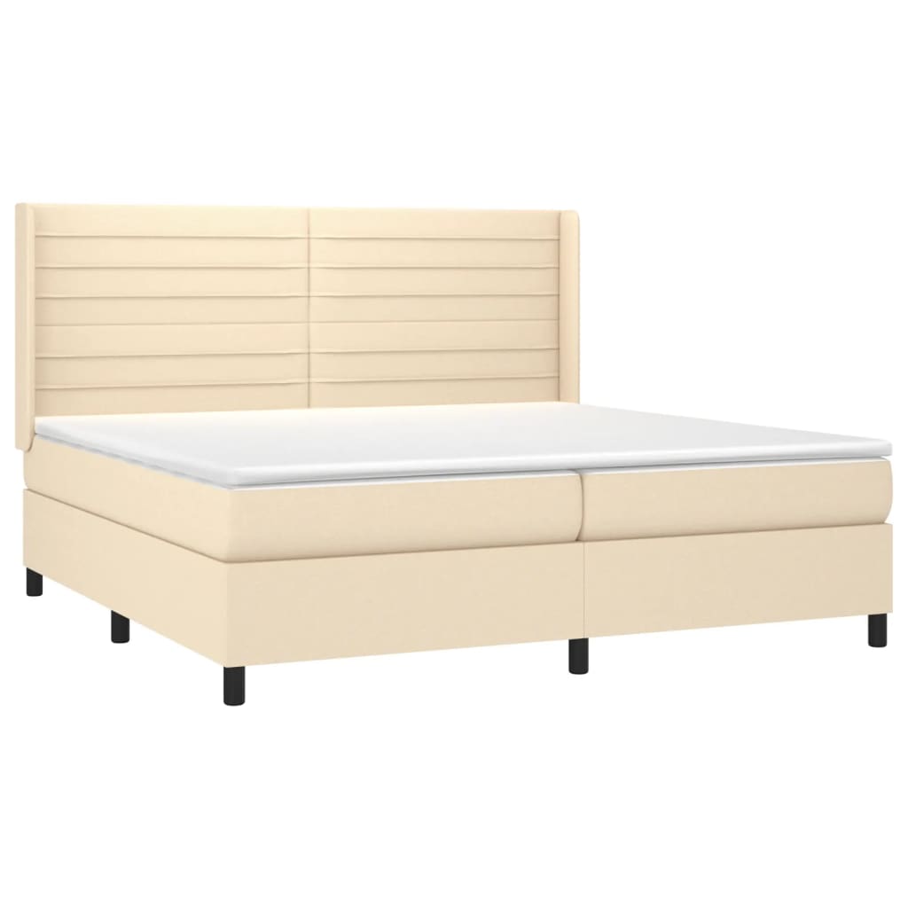 Sommier à lattes de lit avec matelas Crème 200x200 cm Tissu