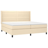 Sommier à lattes de lit avec matelas Crème 200x200 cm Tissu