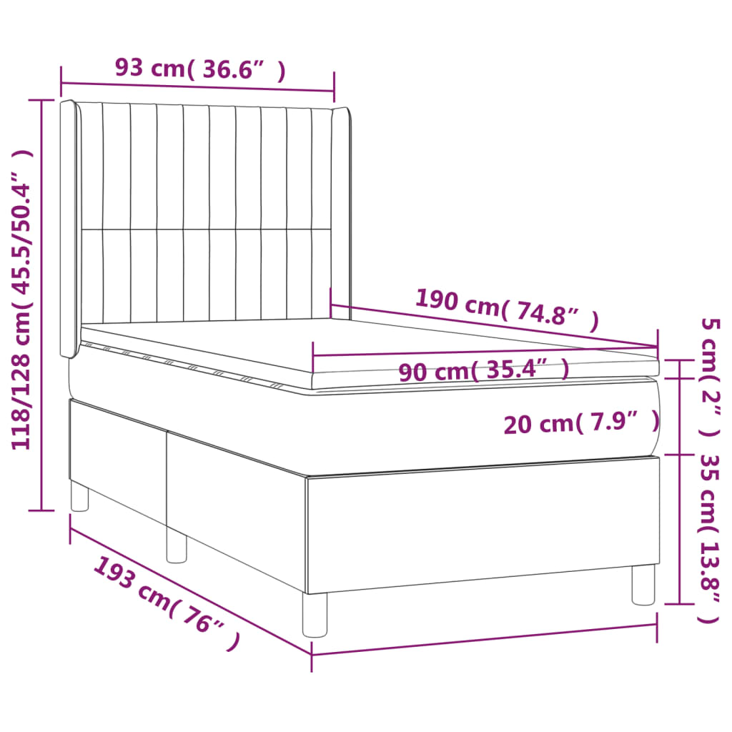 Sommier à lattes de lit et matelas Gris clair 90x190 cm Tissu