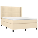 Sommier à lattes de lit avec matelas Crème 140x190 cm Tissu