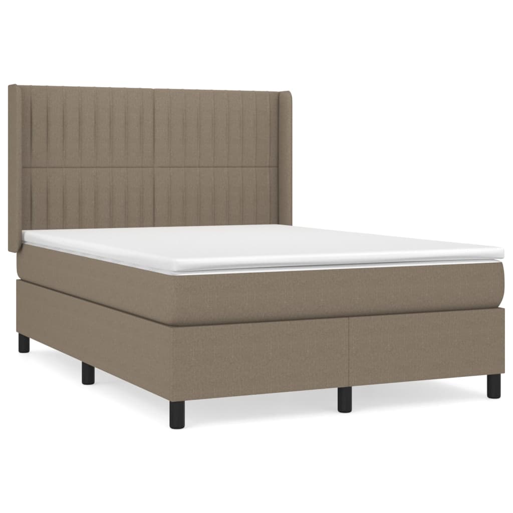 Sommier à lattes de lit avec matelas Taupe 140x200 cm Tissu