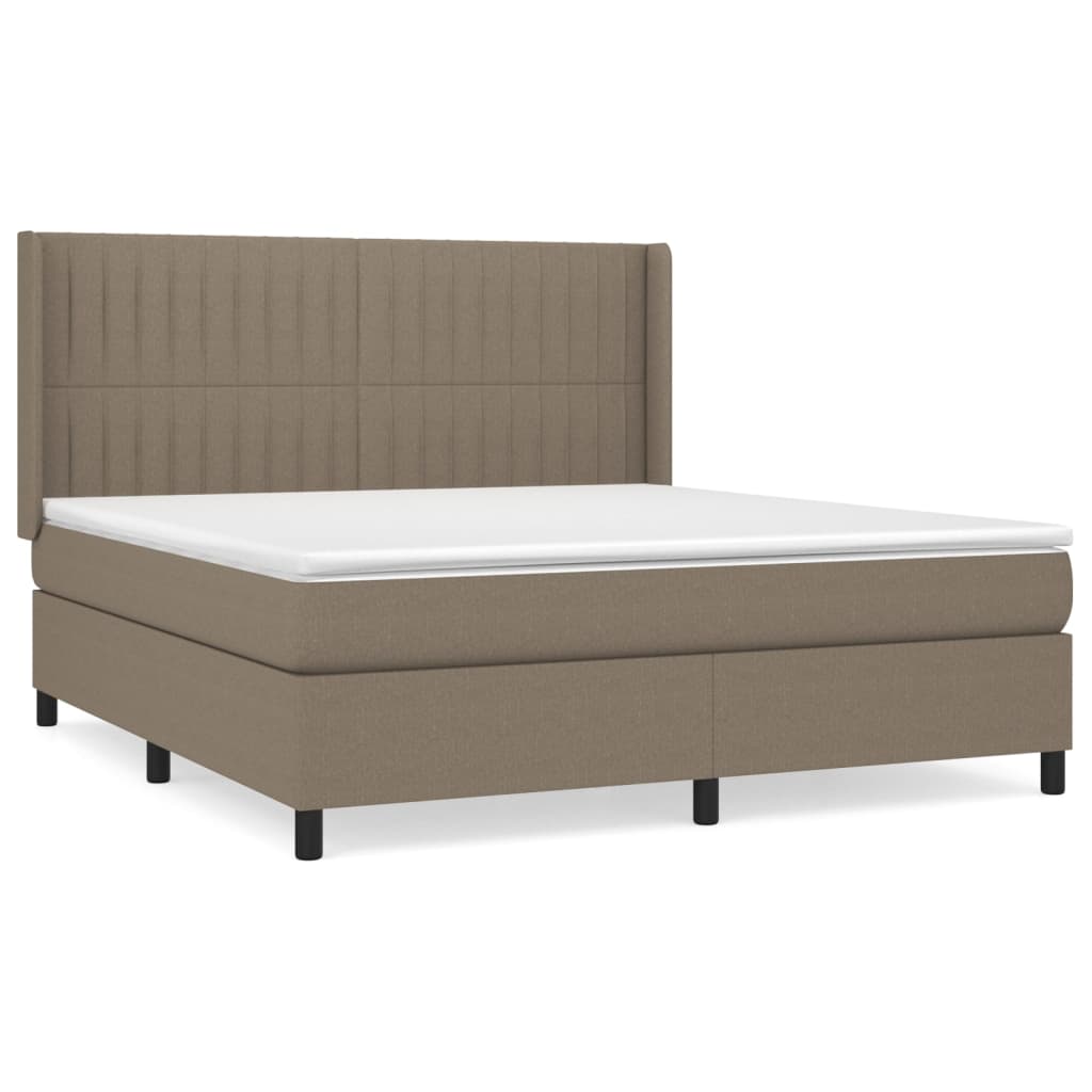 Sommier à lattes de lit avec matelas Taupe 160x200 cm Tissu