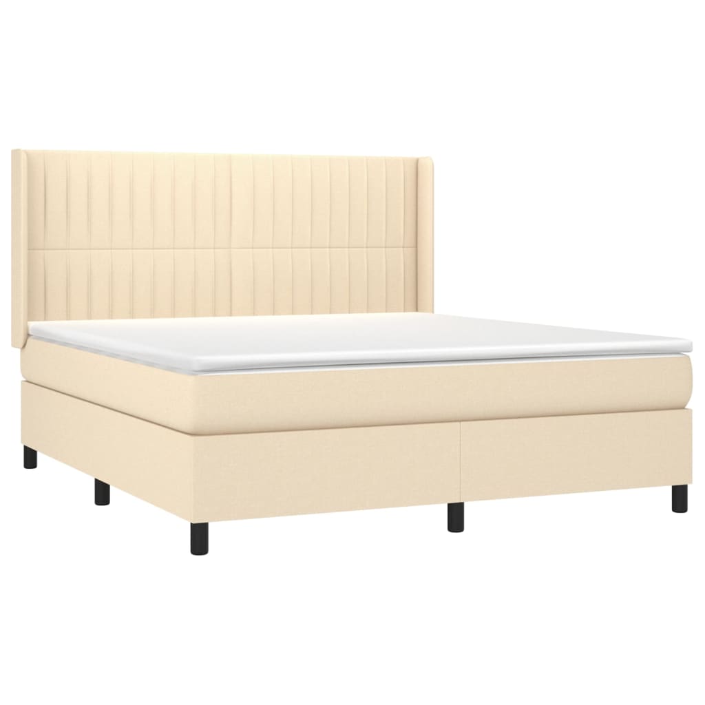 Sommier à lattes de lit avec matelas Crème 160x200 cm Tissu