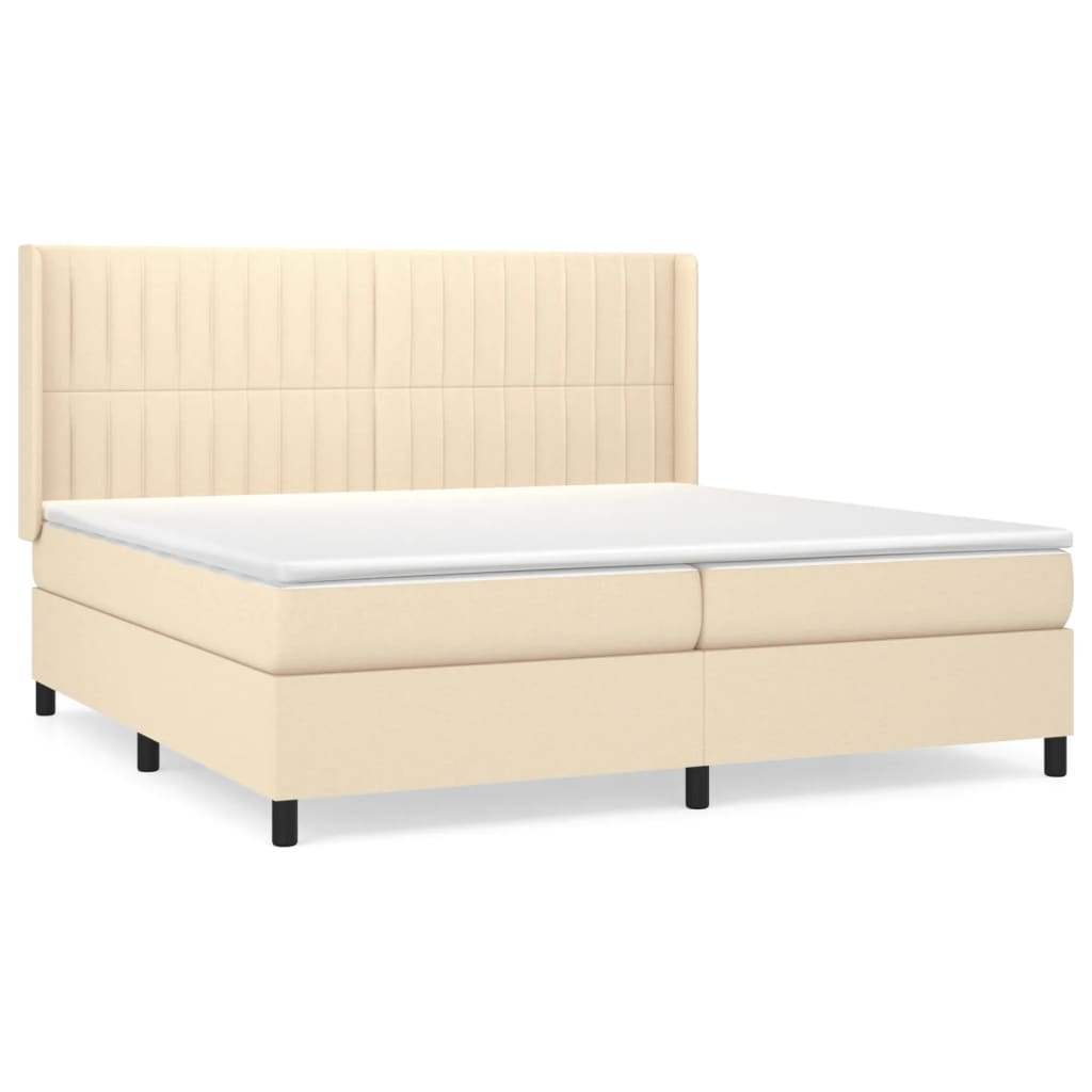 Sommier à lattes de lit avec matelas Crème 200x200 cm Tissu