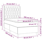 Sommier à lattes de lit avec matelas Noir 90x200 cm Tissu