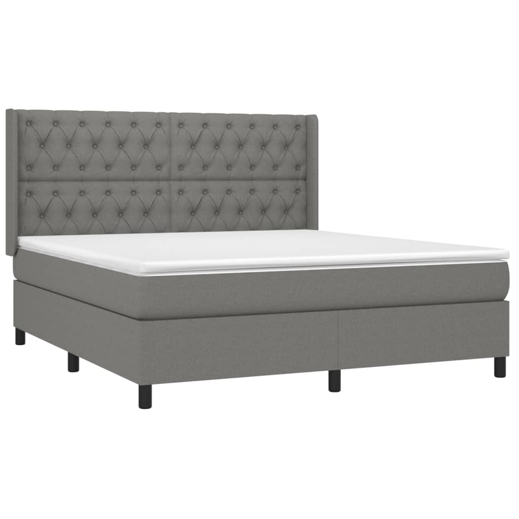 Sommier à lattes de lit avec matelas Gris foncé 160x200cm Tissu