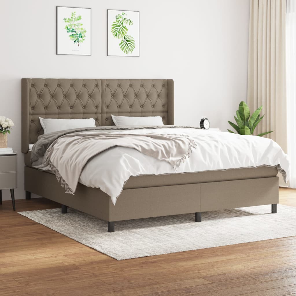 Sommier à lattes de lit avec matelas Taupe 160x200 cm Tissu