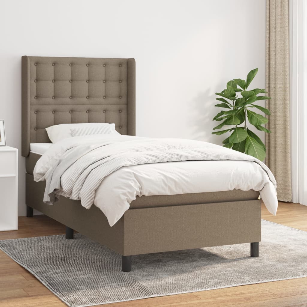 Sommier à lattes de lit avec matelas Taupe 90x190 cm Tissu