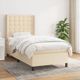 Sommier à lattes de lit avec matelas Crème 90x200 cm Tissu