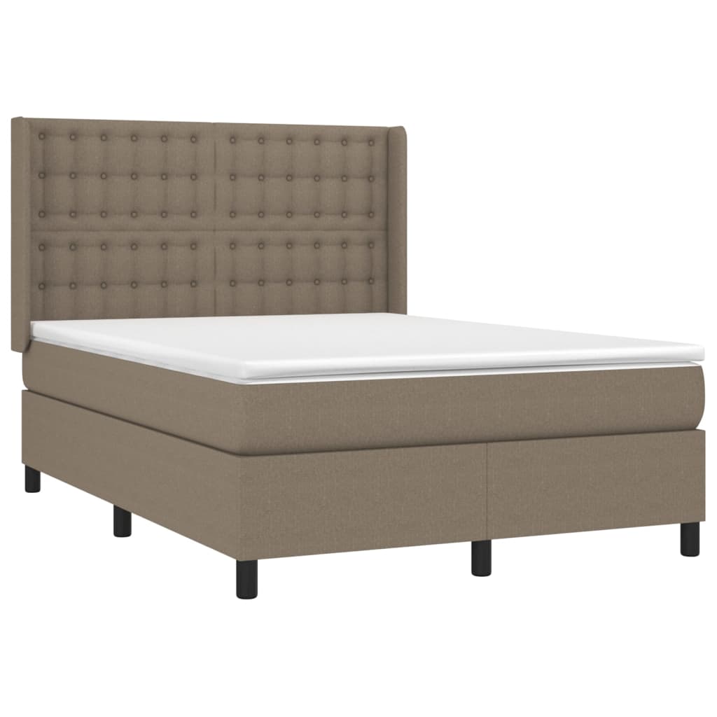 Sommier à lattes de lit avec matelas Taupe 140x200 cm Tissu