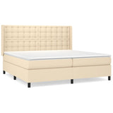 Sommier à lattes de lit avec matelas Crème 200x200 cm Tissu