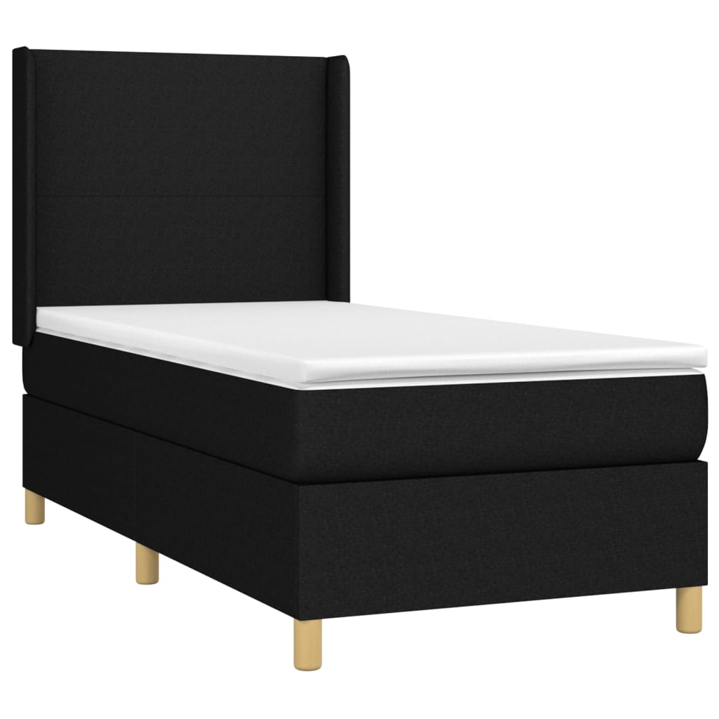 Sommier à lattes de lit avec matelas Noir 90x200 cm Tissu