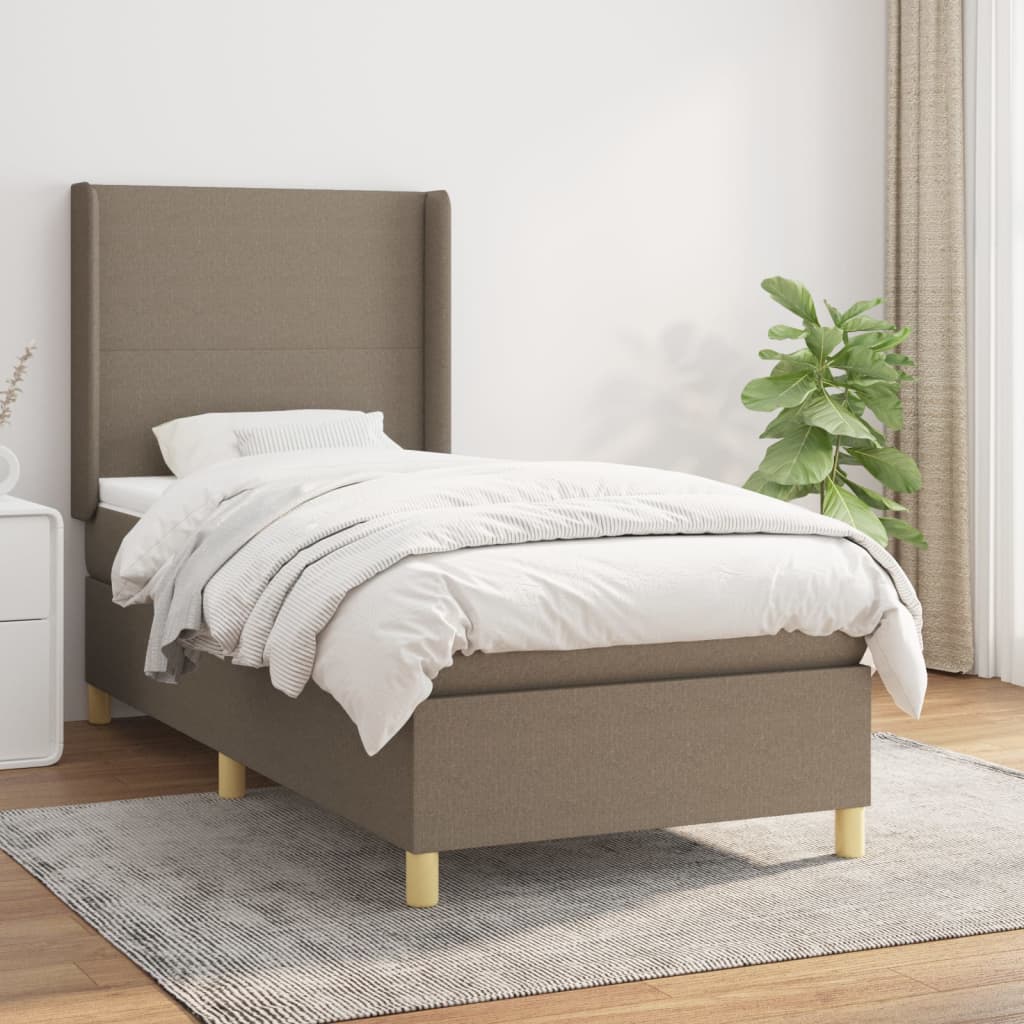 Sommier à lattes de lit avec matelas Taupe 90x200 cm Tissu