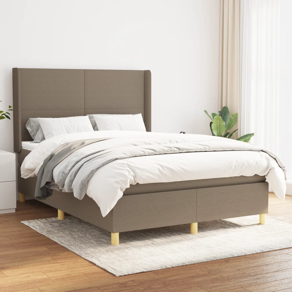 Sommier à lattes de lit avec matelas Taupe 140x200 cm Tissu