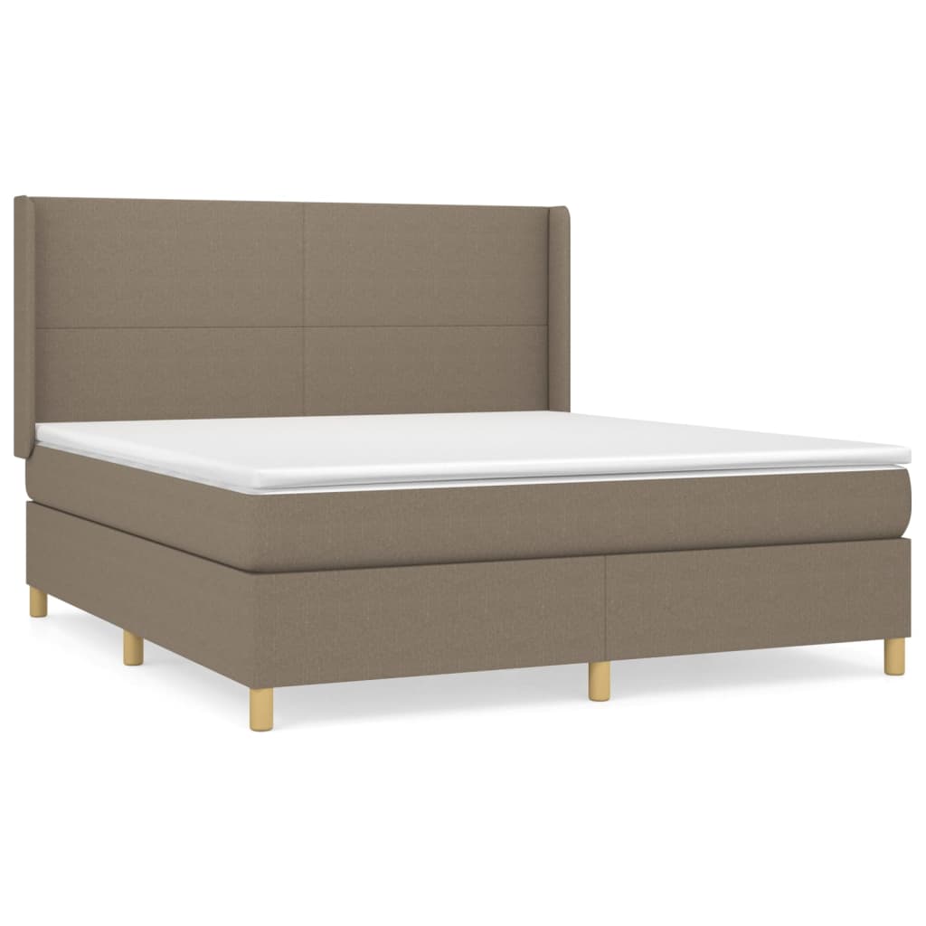 Sommier à lattes de lit avec matelas Taupe 160x200 cm Tissu