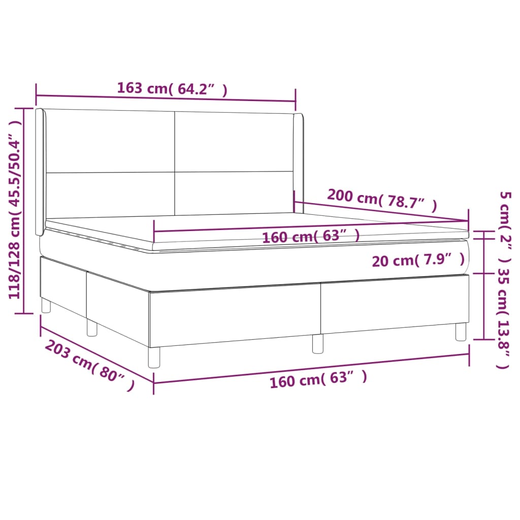 Sommier à lattes de lit avec matelas Taupe 160x200 cm Tissu