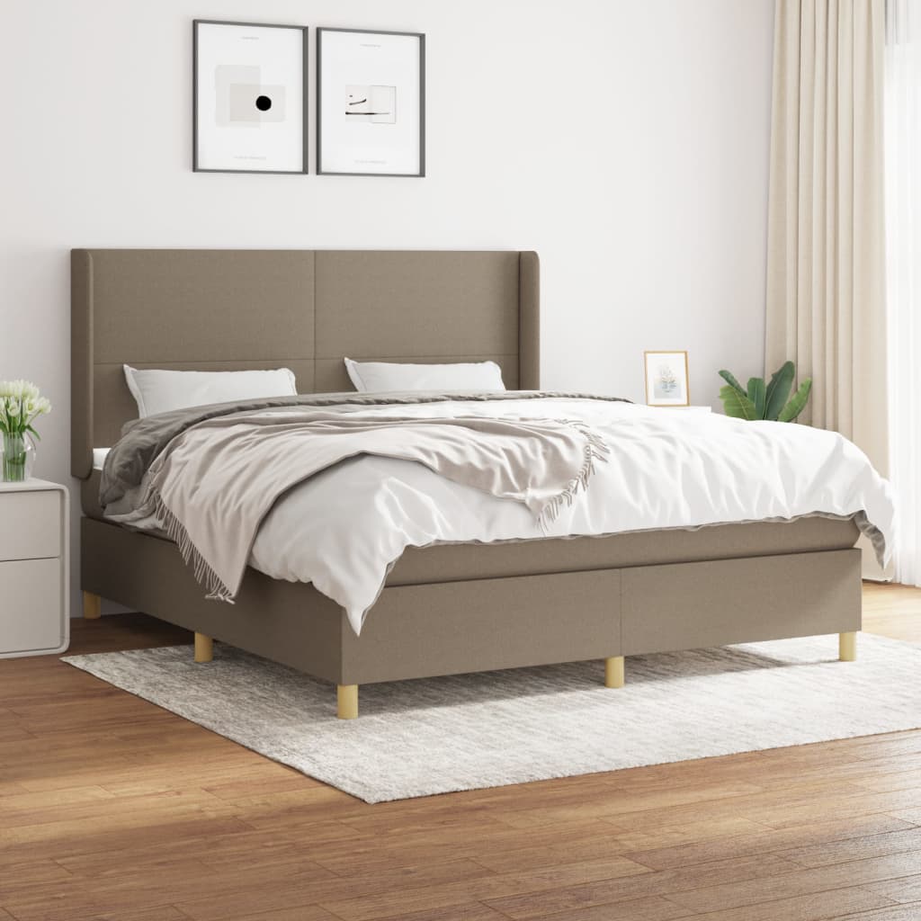 Sommier à lattes de lit avec matelas Taupe 160x200 cm Tissu