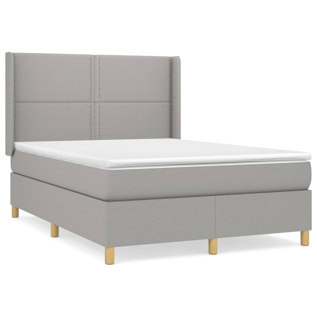 Sommier à lattes de lit avec matelas Gris clair 140x190cm Tissu