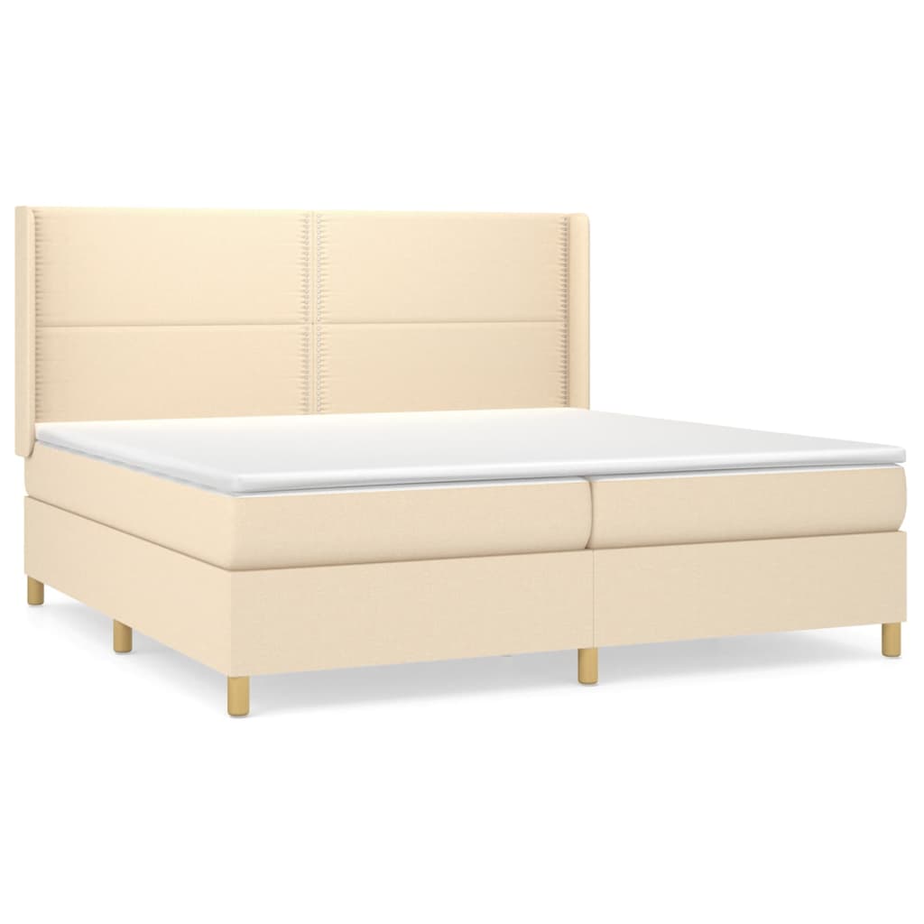 Sommier à lattes de lit avec matelas Crème 200x200 cm Tissu