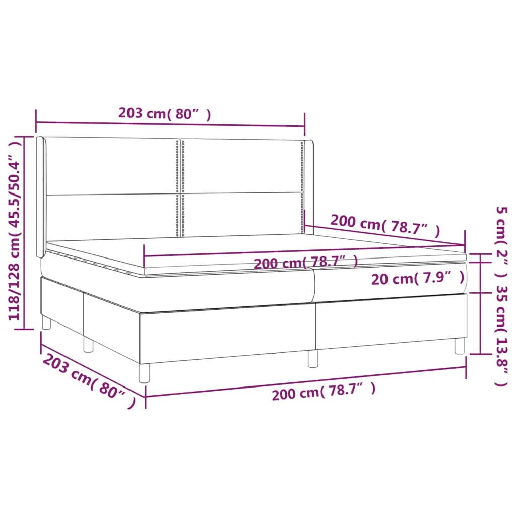 Sommier à lattes de lit avec matelas Crème 200x200 cm Tissu