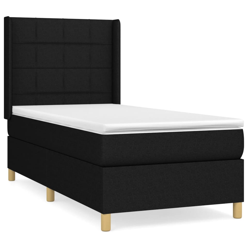 Sommier à lattes de lit avec matelas Noir 90x200 cm Tissu