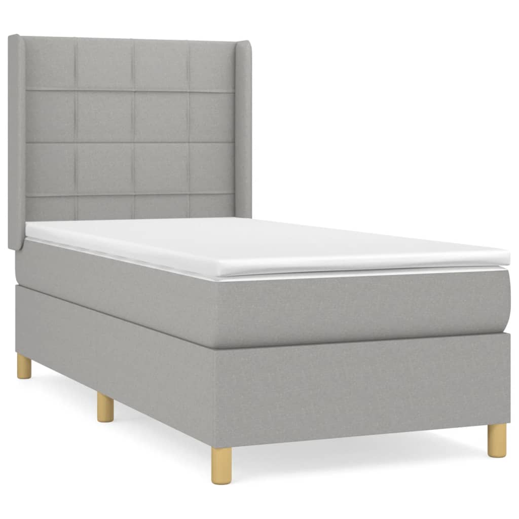 Sommier à lattes de lit avec matelas Gris clair 100x200cm Tissu