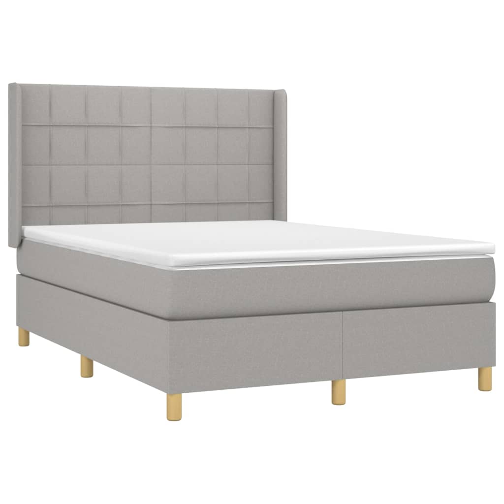 Sommier à lattes de lit avec matelas Gris clair 140x190cm Tissu