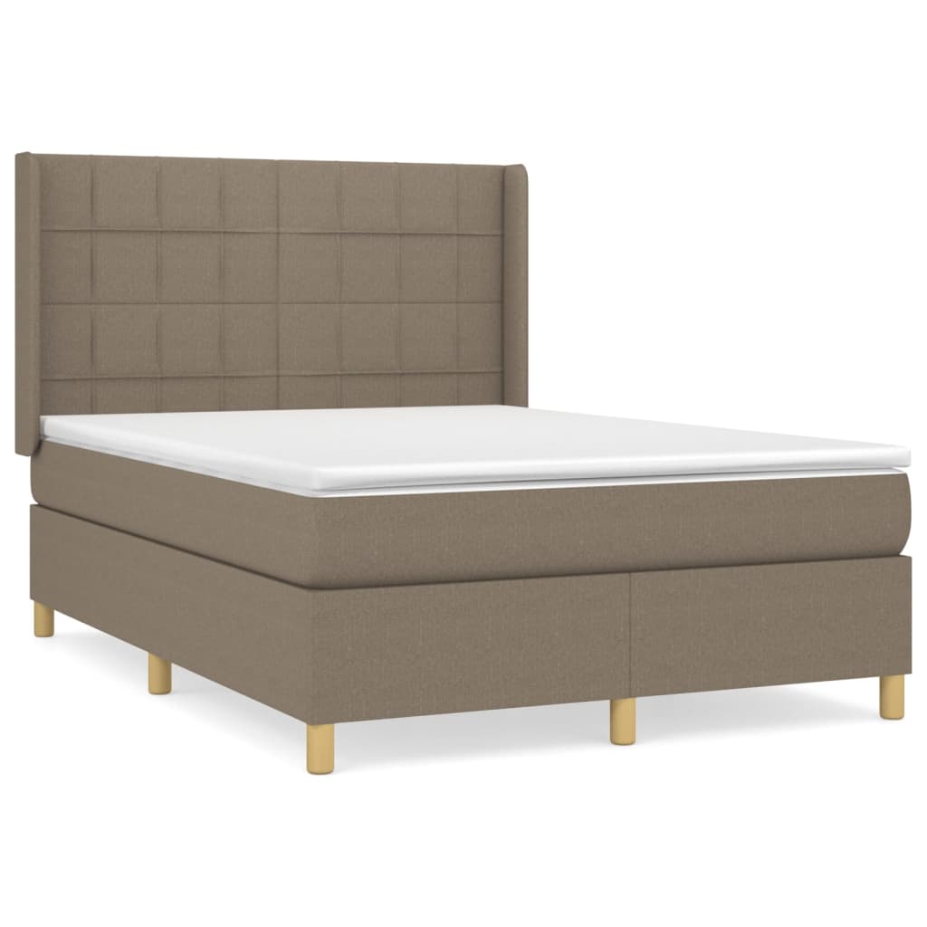 Sommier à lattes de lit avec matelas Taupe 140x200 cm Tissu