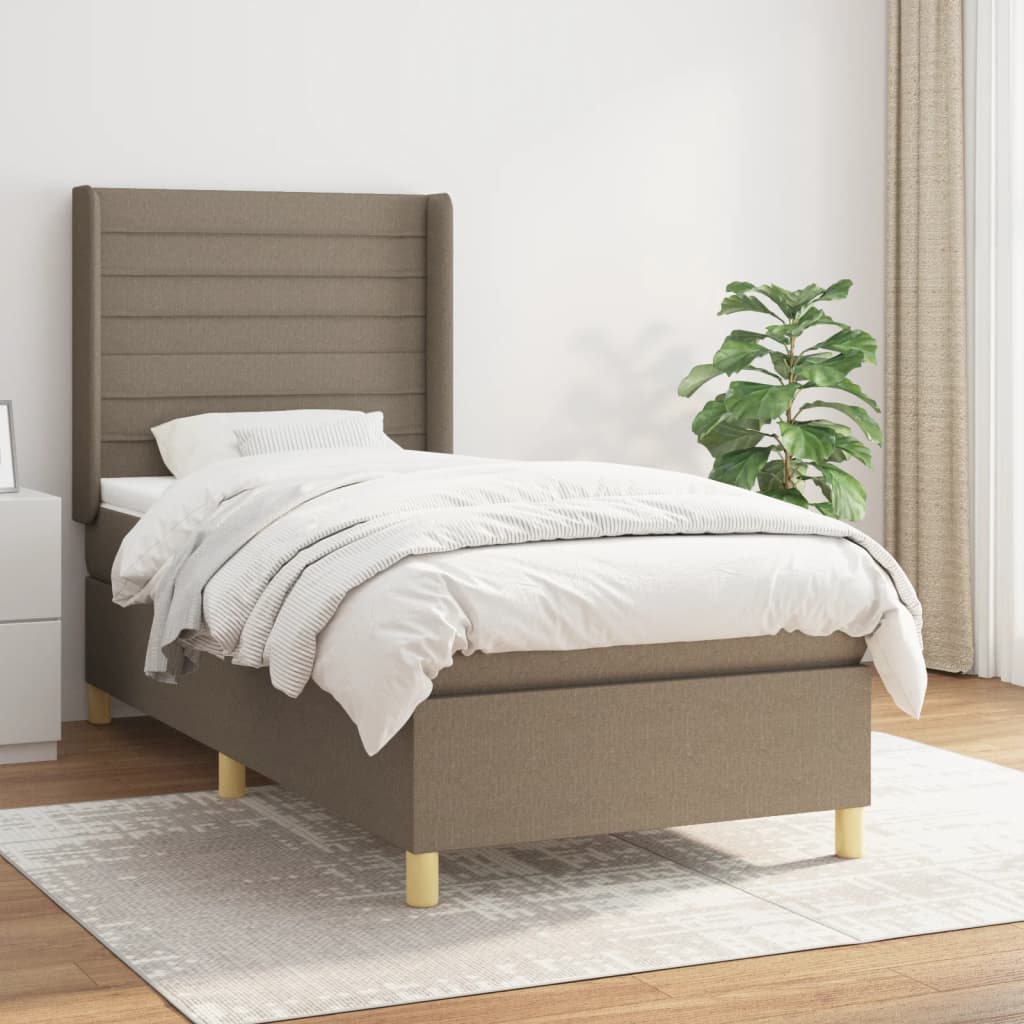 Sommier à lattes de lit avec matelas Taupe 90x190 cm Tissu