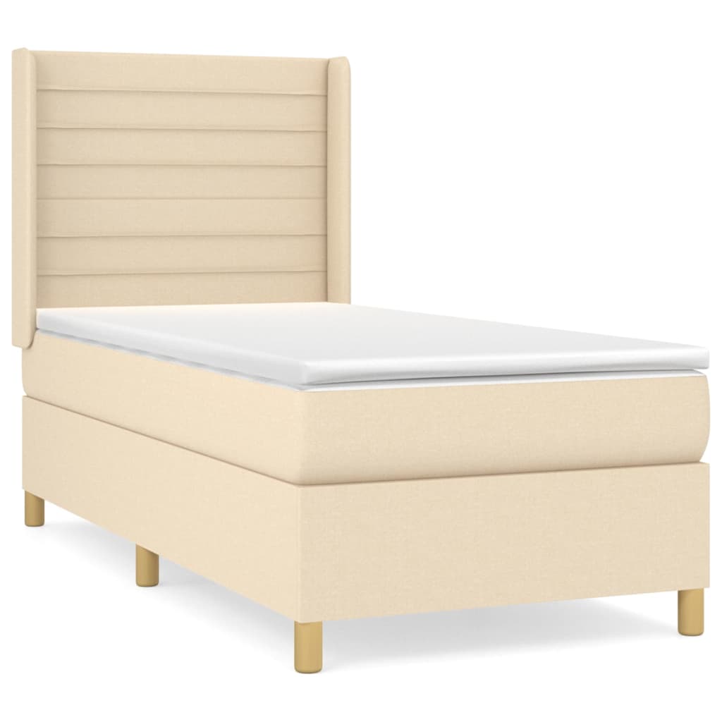 Sommier à lattes de lit avec matelas Crème 90x200 cm Tissu