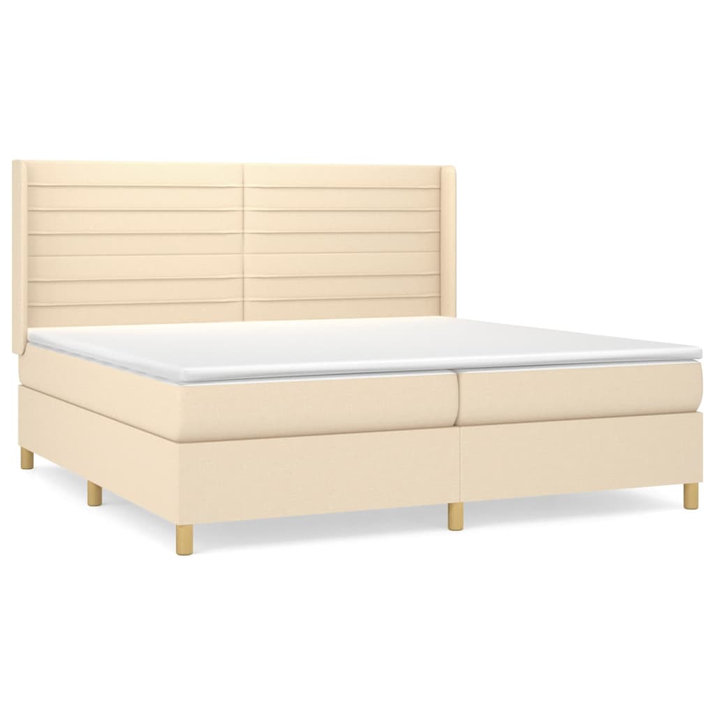 Sommier à lattes de lit avec matelas Crème 200x200 cm Tissu