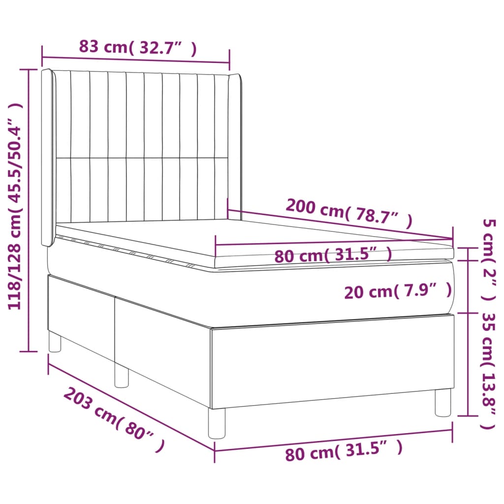 Sommier à lattes de lit avec matelas Marron foncé 80x200 cm