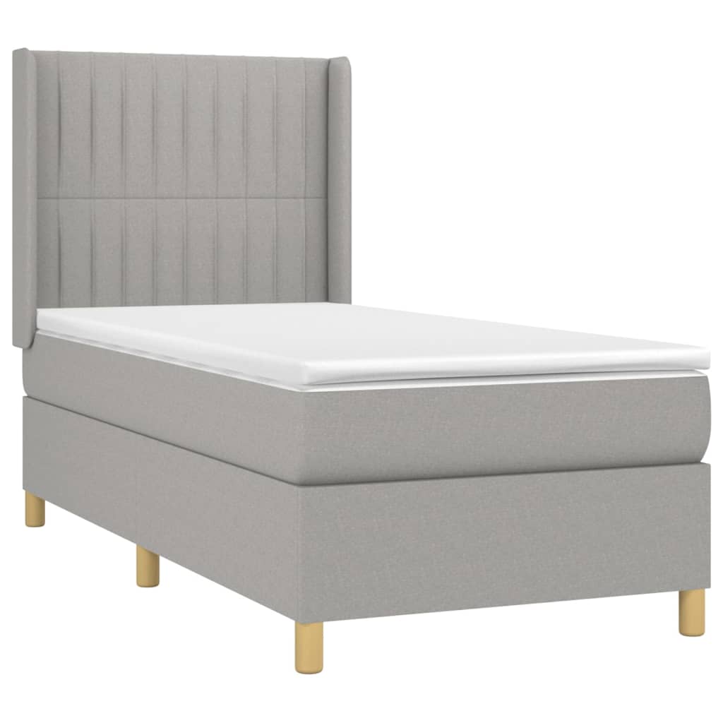 Sommier à lattes de lit avec matelas Gris clair 100x200cm Tissu