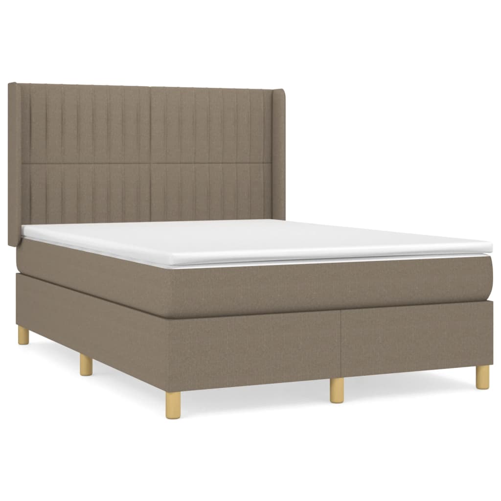 Sommier à lattes de lit avec matelas Taupe 140x200 cm Tissu