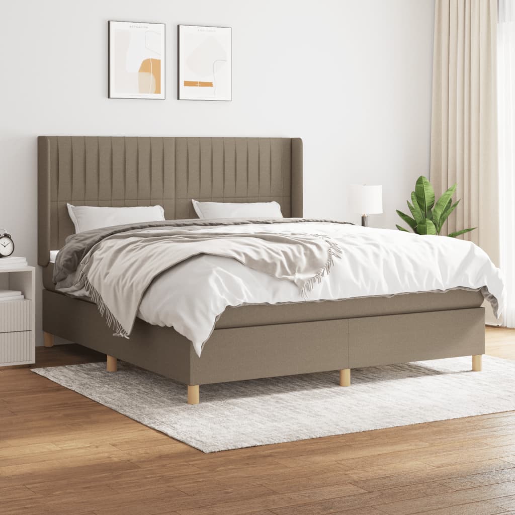 Sommier à lattes de lit avec matelas Taupe 160x200 cm Tissu