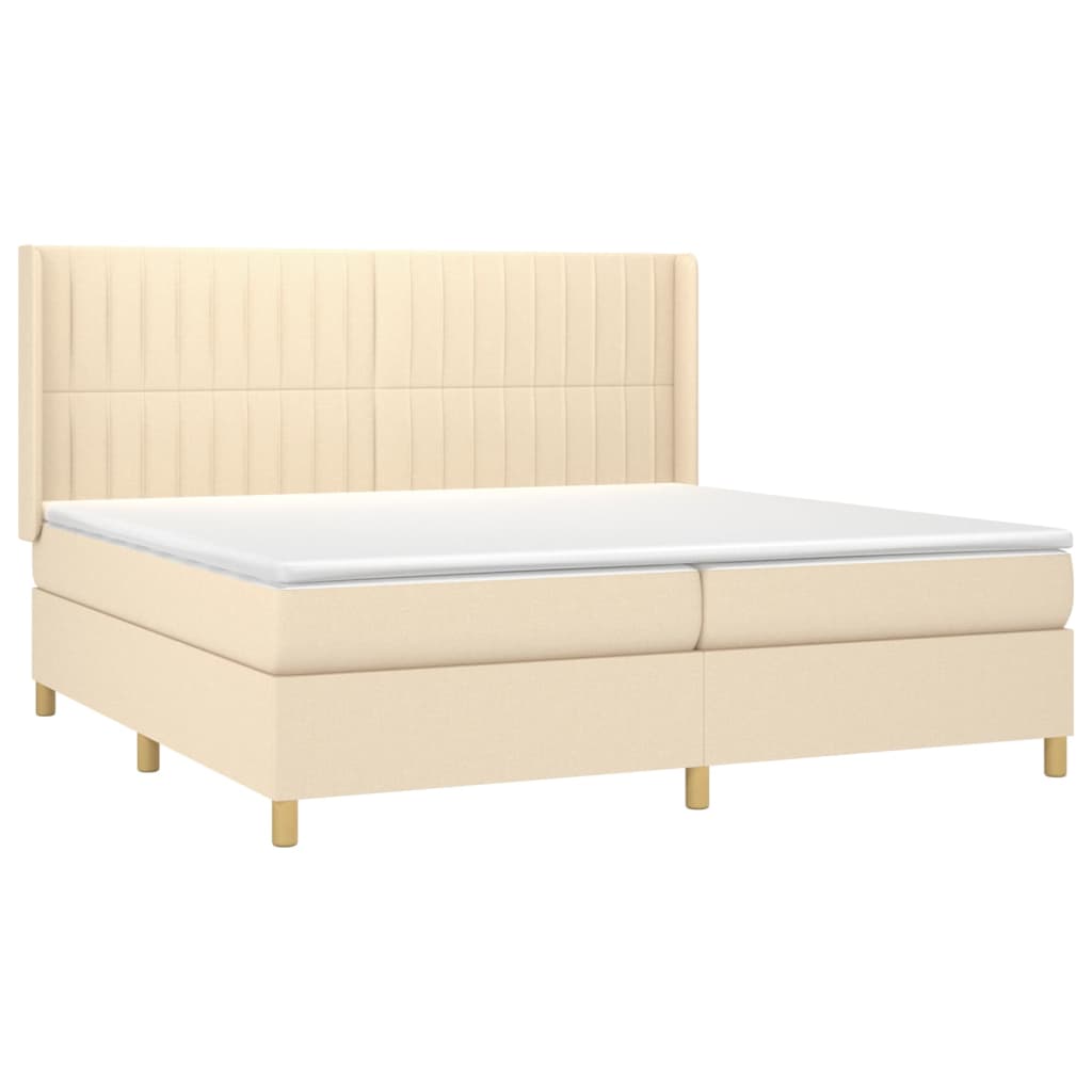 Sommier à lattes de lit avec matelas Crème 200x200 cm Tissu