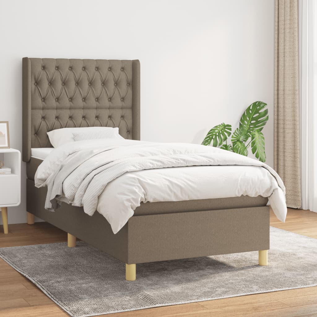 Sommier à lattes de lit avec matelas Taupe 90x190 cm Tissu