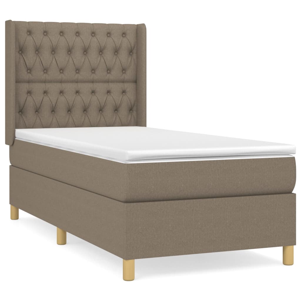 Sommier à lattes de lit avec matelas Taupe 90x200 cm Tissu