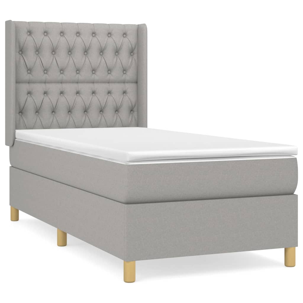 Sommier à lattes de lit avec matelas Gris clair 100x200cm Tissu