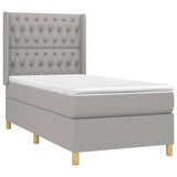 Sommier à lattes de lit avec matelas Gris clair 100x200cm Tissu